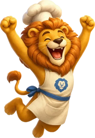 The lion cheering